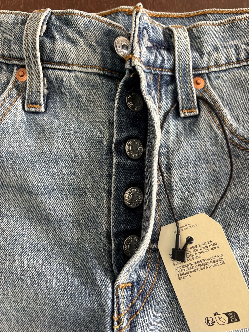 Levi's Light Blue Distressed Denim Cutoff Shorts - Picture 3 of 8